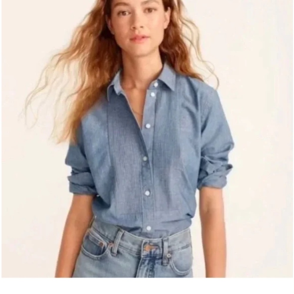 J.Crew Slim-fit tuxedo shirt in chambray